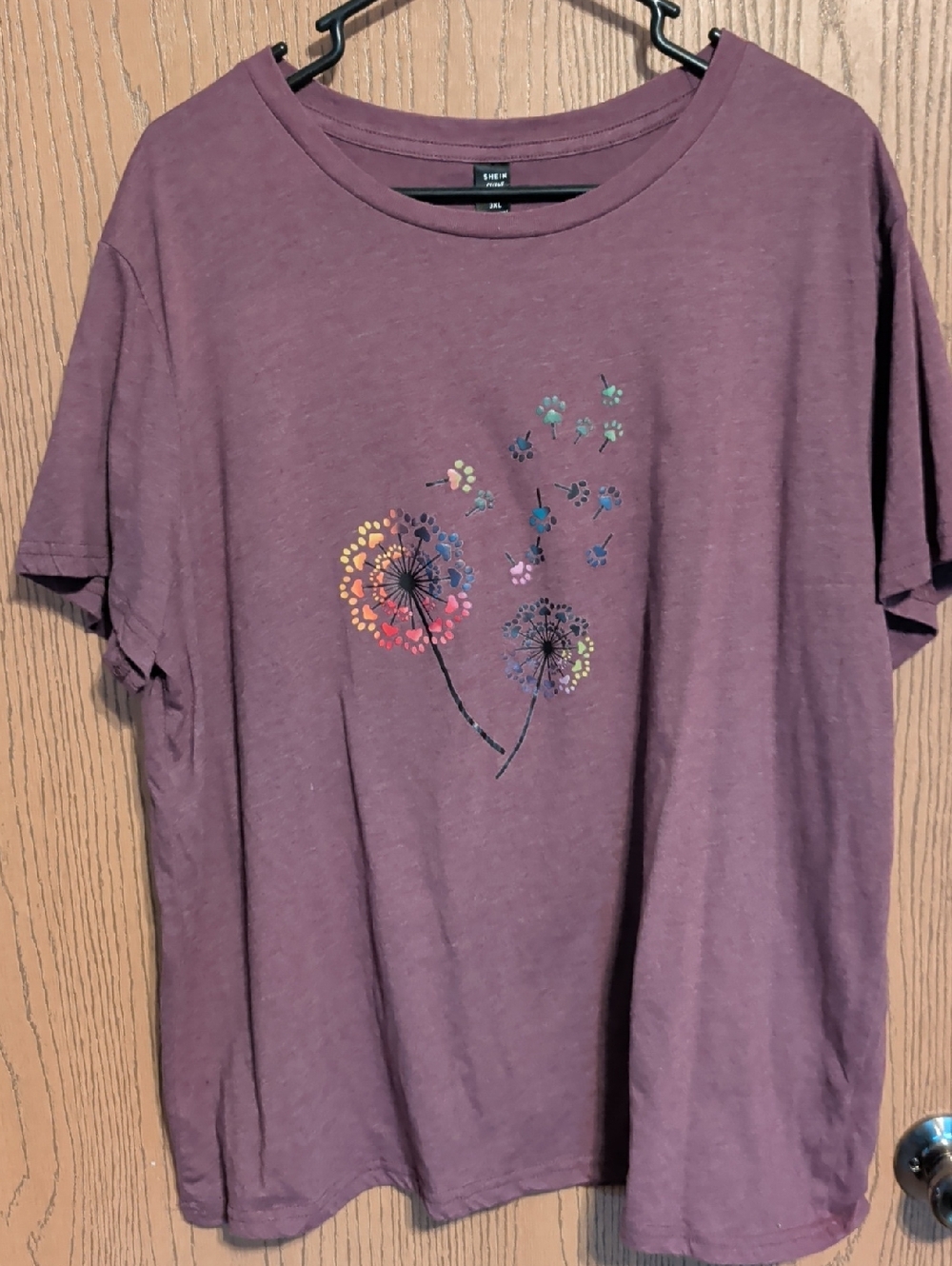 SHEIN Maroon Curve Crew Neck Tee